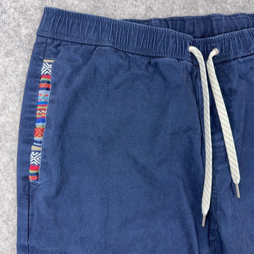 Wowie Jogger Pants Mens Large Navy Blue Tribal Aztec Trim Elastic Waist Boho